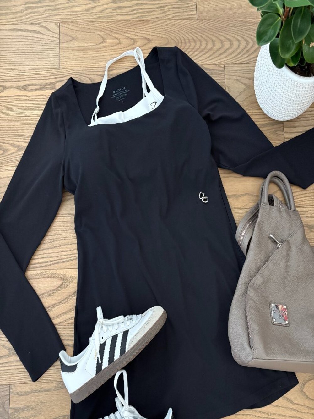 ATHLETA Transcend Long Sleeve Dress in Black, NWOT